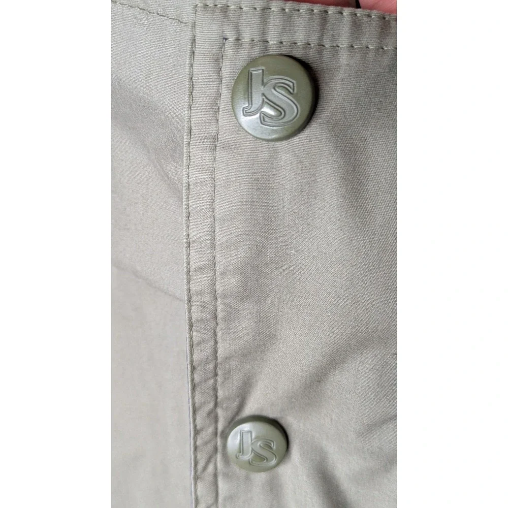 VINTAGE Jansport Windbreaker Jacket Mens Large Hidden Hood Full Zip Snaps Button